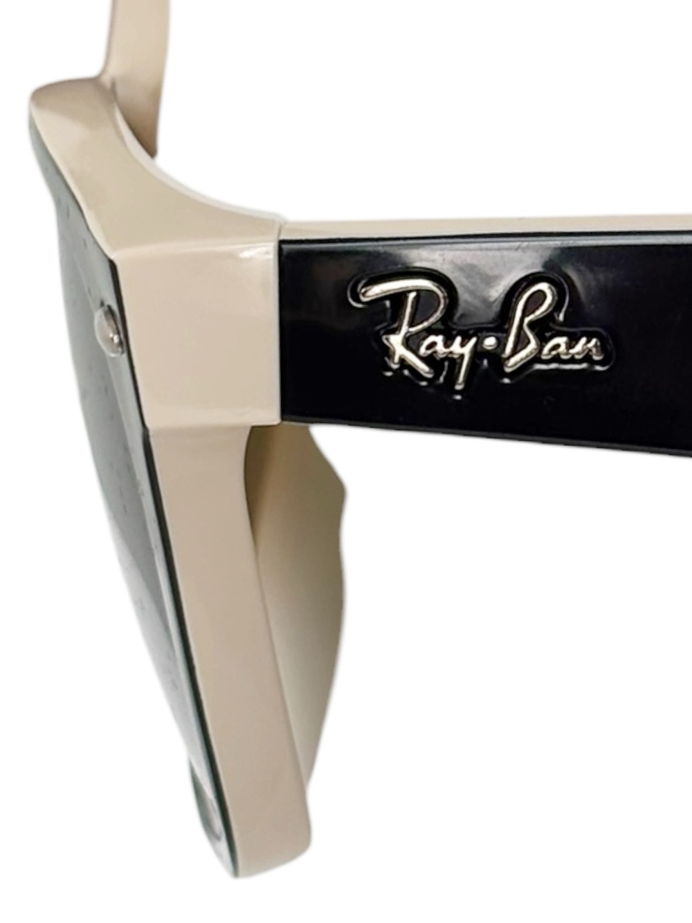 Ray-Ban New Wayfarer Bicolor black/beige Green Classic G-15 RB2132 Sunglasses - Picture 10 of 15